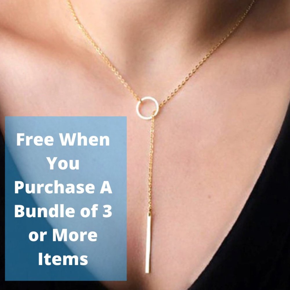 Gold Or Silver Tone Lariat Bar Necklace